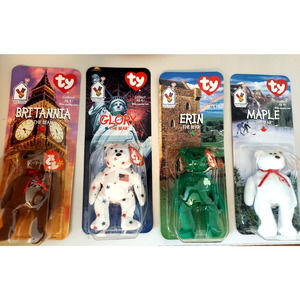 Ty Beanie Babies 1999 The Bear: Britannia, Glory, Erin, Maple McDonalds Set of 4
